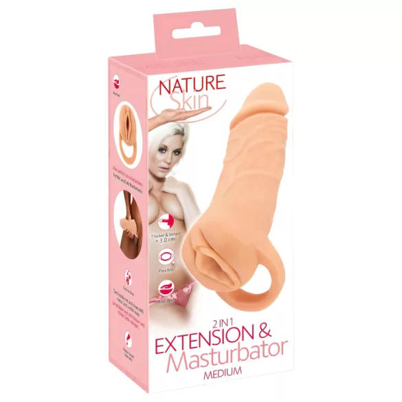 Nature Skin - dzimumlocekļa uzmava un mākslīgā maksts 18cm naturāla krāsa