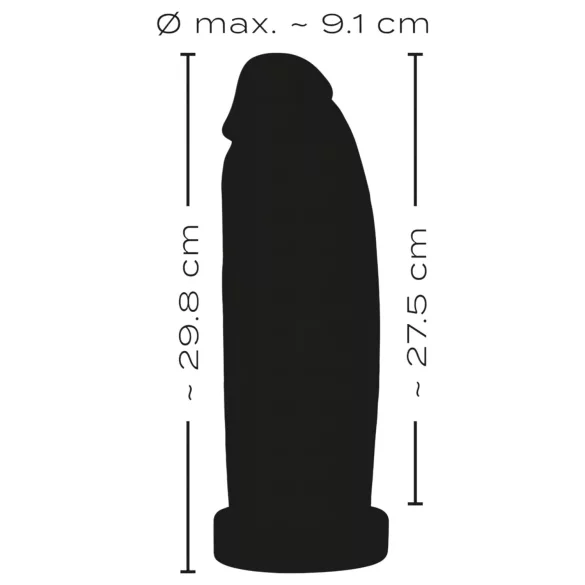 Realistixxx gigantisks dildo 30 cm melns
