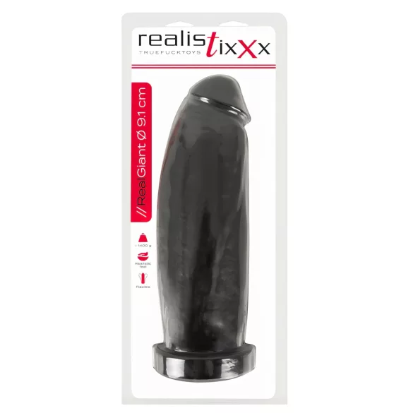 Realistixxx gigantisks dildo 30 cm melns
