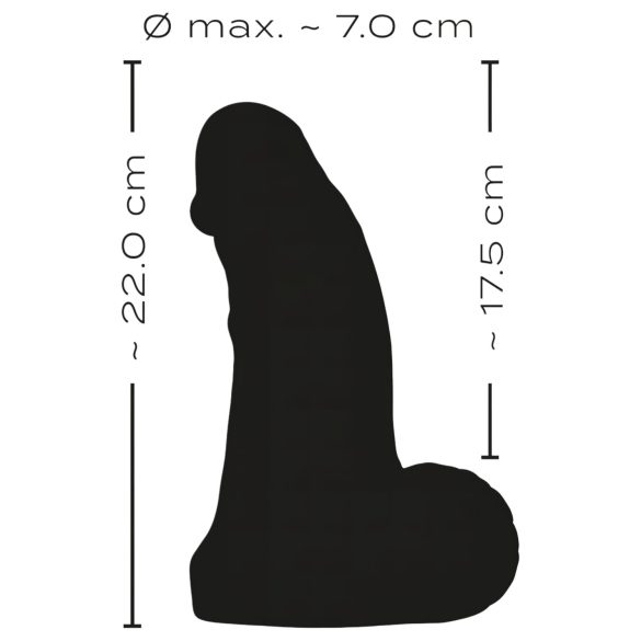 Realistixxx dildo ar sēkliniekiem 22 cm melns