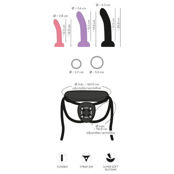 You2Toys - strap-on dildo komplekts melns