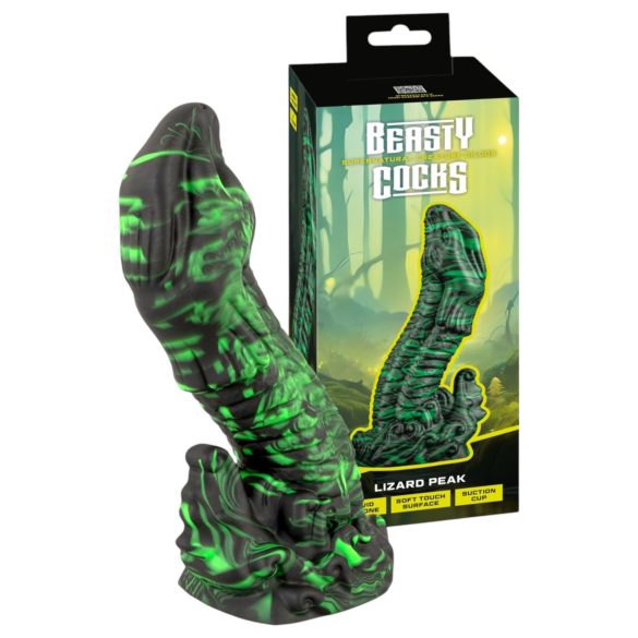 Beasty Cocks Lizard Peak - ķirzaka dzimumlocekļa dildo (zaļš-melns)