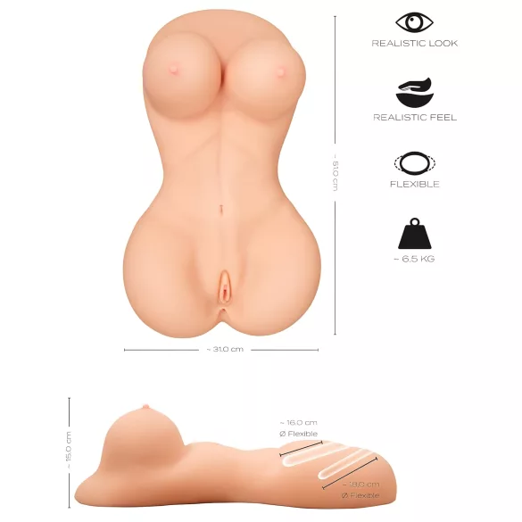 Realistixxx sievietes torss, realistisks masturbators