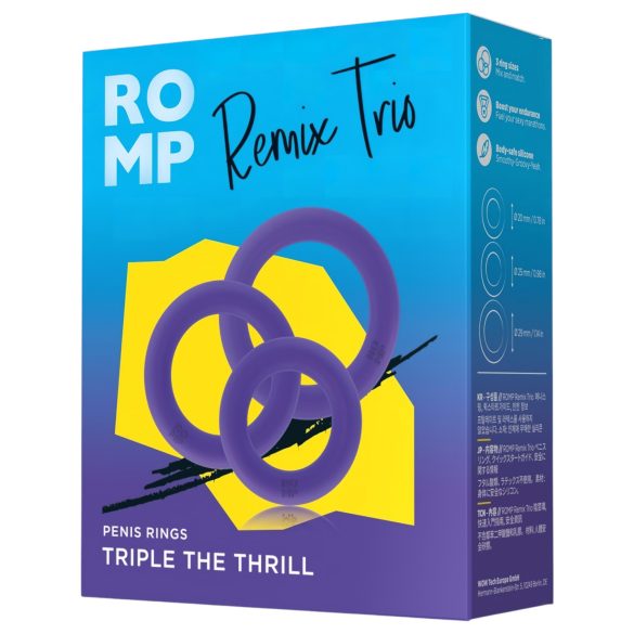 ROMP Remix Trio - vīriešu erekcijas gredzenu komplekts 3 gab. violets