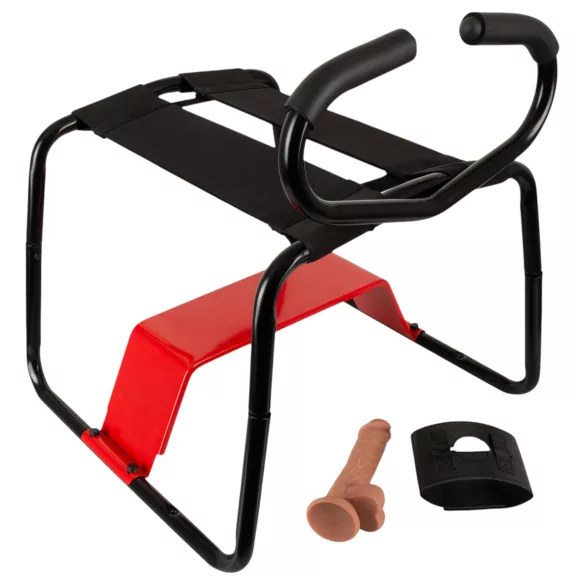 THE BANGER - Ultimate Sex Stool seksa krēsls ar dzīvības lieluma dildo (melns)