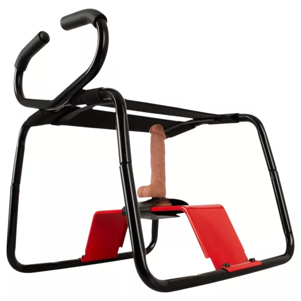 THE BANGER - Ultimate Sex Stool seksa krēsls ar dzīvības lieluma dildo (melns)
