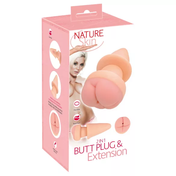 Nature Skin - anālais plugs un dzimumlocekļa uzmava dabiska krāsa