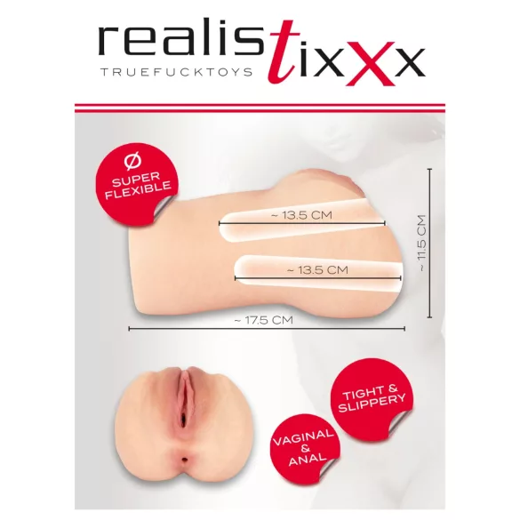 Realistixxx Real Stroker - reālistisks vagīnas un anālais masturbators (āda krāsā)