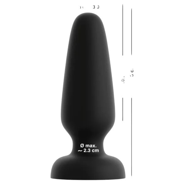 Black Velvets - silikona anālais plugs ar piesūcekni (melns) - L