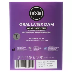   EXS vīnogu garšas laizāmā aizsargplēvīte - lateksa orālais aizsargloks (1 gab.)