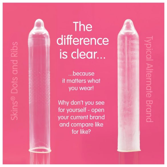 Skins - prezervatīvi ar ribām un punktiem 4 gab