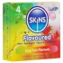 Skins - aromatizēts prezervatīvs - piparmētra, košļājamā gumija, banāns, zemeņu (4 gab.)