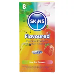   Skins - aromatizēts prezervatīvs - piparmētra, košļājamā gumija, banāns, zemenes (8 gab.)