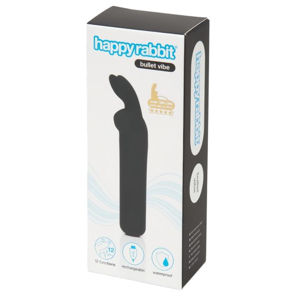 Happyrabbit Bullet - uzlādējams trušu vibratorstienis (melns)