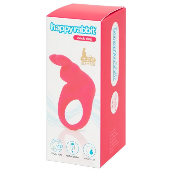 Happyrabbit Gredzens - uzlādējams vibrējošs locekļa gredzens (rozā)