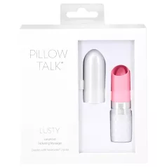   Pillow Talk Lusty - akumulatora, ar mēlīti aprīkots stienīša vibrators (balts-rozā)
