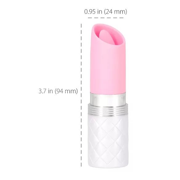 Pillow Talk Lusty - akumulatora, ar mēlīti aprīkots stienīša vibrators (balts-rozā)