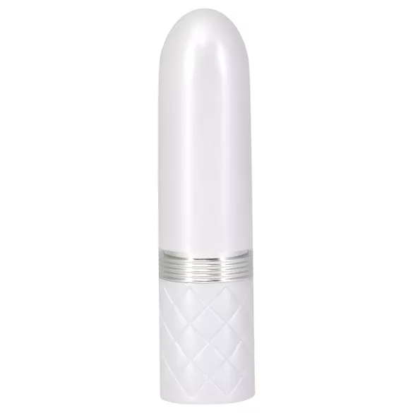 Pillow Talk Lusty - akumulatora, ar mēlīti aprīkots stienīša vibrators (balts-rozā)