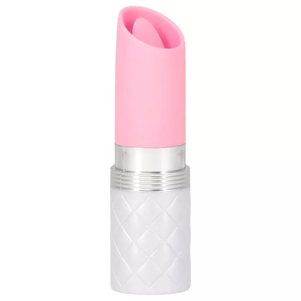 Pillow Talk Lusty - akumulatora, ar mēlīti aprīkots stienīša vibrators (balts-rozā)