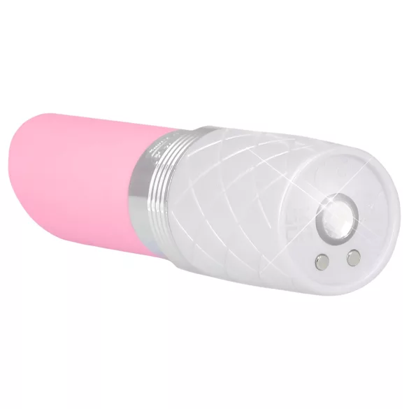 Pillow Talk Lusty - akumulatora, ar mēlīti aprīkots stienīša vibrators (balts-rozā)