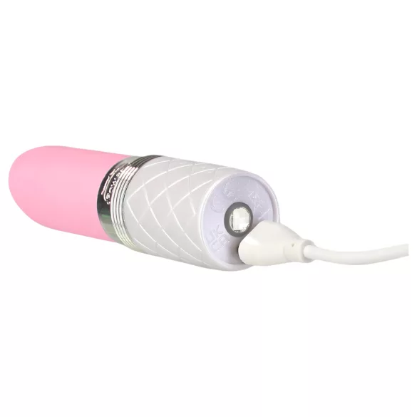 Pillow Talk Lusty - akumulatora, ar mēlīti aprīkots stienīša vibrators (balts-rozā)