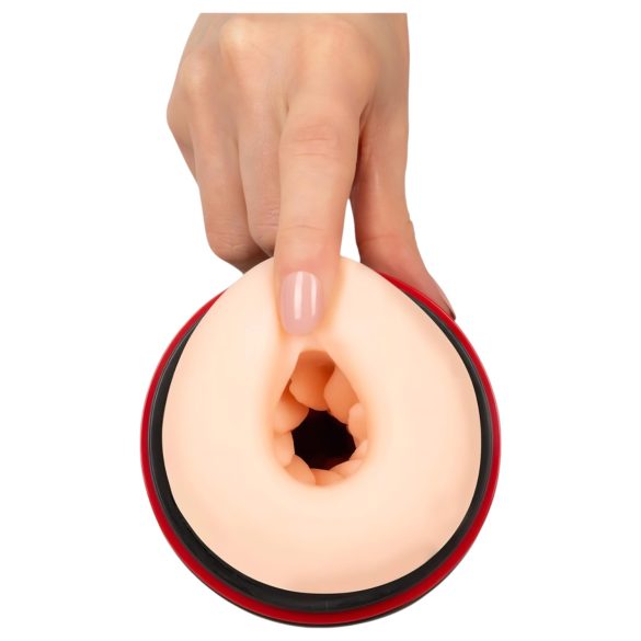 WYNE 06 - masturbators ar vibrāciju un sūkšanu, uzlādējams, melns