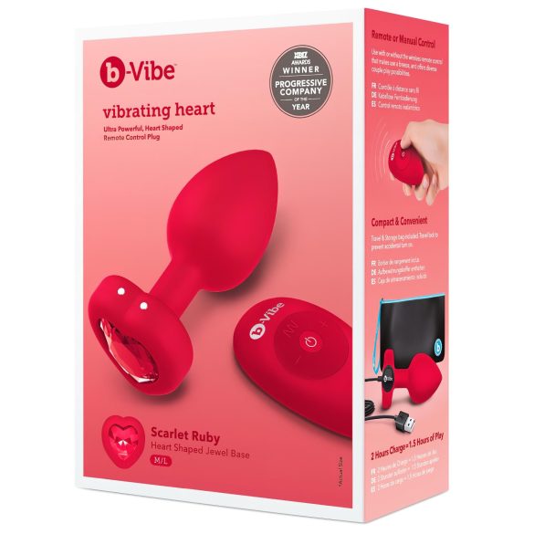 b-vibe sirds - bezvadu anālais vibrators (sarkans)