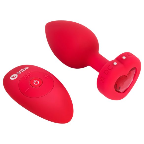 b-vibe heart - akumulators, radio anālais vibrators (sarkans)