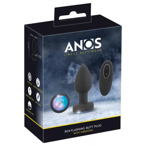 ANOS - izgaismojošs, vibrējošs anālais spraudnis (melns)