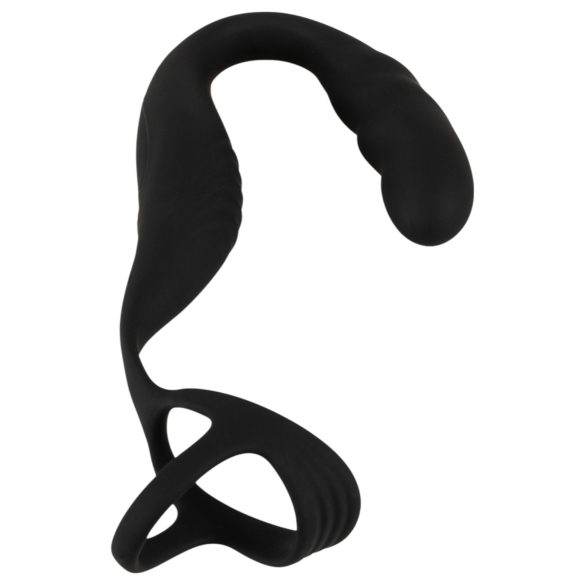 Rebel - prostatas vibrators ar dzimumlocekļa un sēklinieku gredzenu, melns