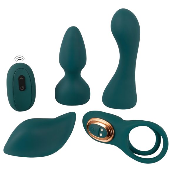 Pāriem izmeklētais - 4in1 maināms tālvadības vibrators (tirkīzs)