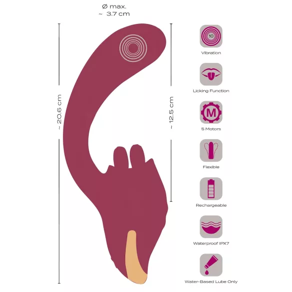 Javida - vibrator ar mēli 2in1 sarkans