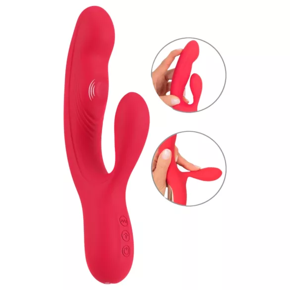 Smile Thumping Rabbit - vibrators ar 3 motoriem, uzlādējams, sarkans