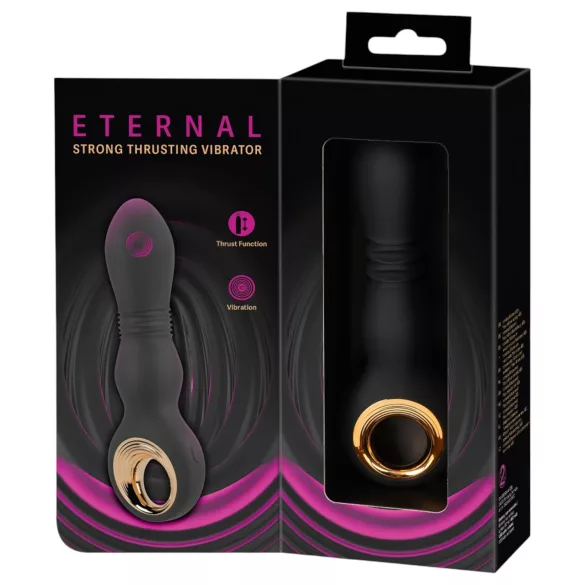 Eternal vibrators ar spēcīgu stūmēju, melns