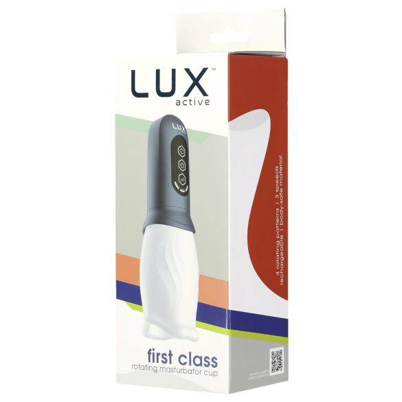 LUX Active First Class - vīriešu masturbators ar rotējošu galvu balts-pelēks