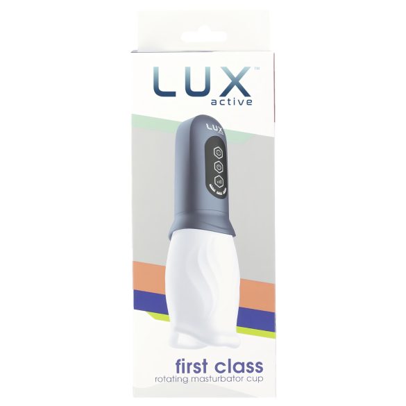 LUX Active First Class - vīriešu masturbators ar rotējošu galvu balts-pelēks