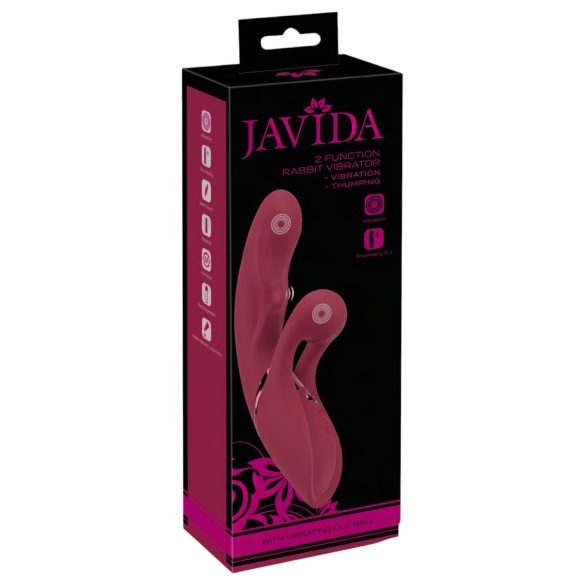 Javida 2 Function Rabbit - uzlādējams klitora vibrators (sarkans)