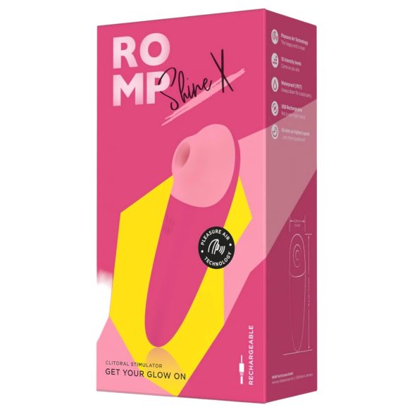 ROMP Shine X - sieviešu klitoru stimulators ar gaisa viļņiem, rozā, uzlādējams