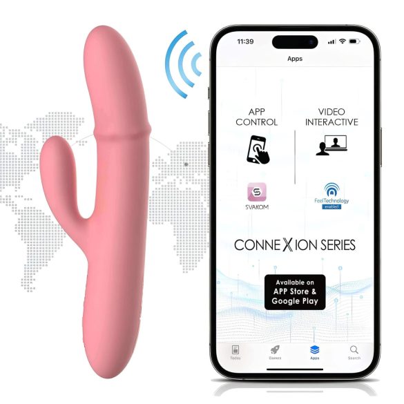 Svakom Mora Neo - vibrators ar klitora stimulatoru un pērļu struktūru rozā