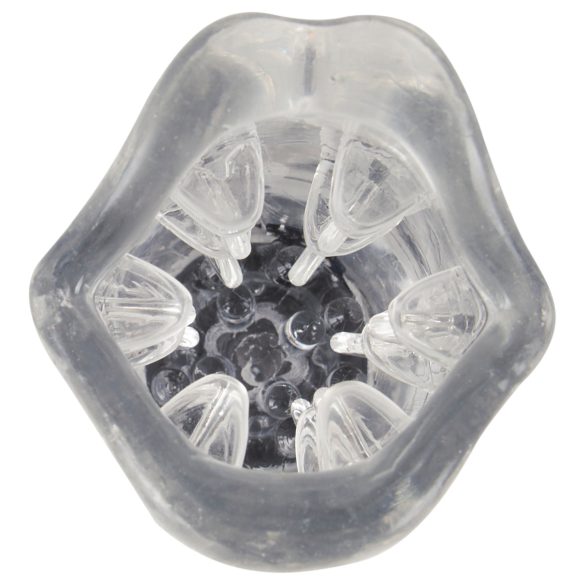 Stroker - vīriešu masturbators ar vibrāciju un rotāciju caurspīdīgs