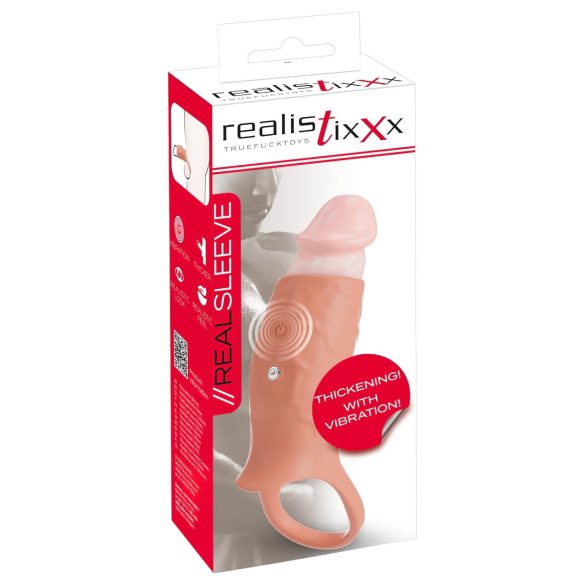 Realistixxx - atvērts, vibrējošs dzimumlocekļa uzmava (dabīgs)