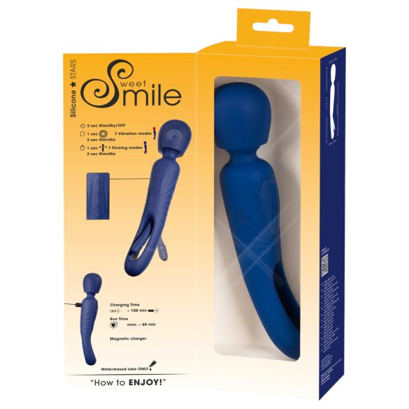 Smile - 2-in-1 masāžas vibrators ar mēli zilā krāsā