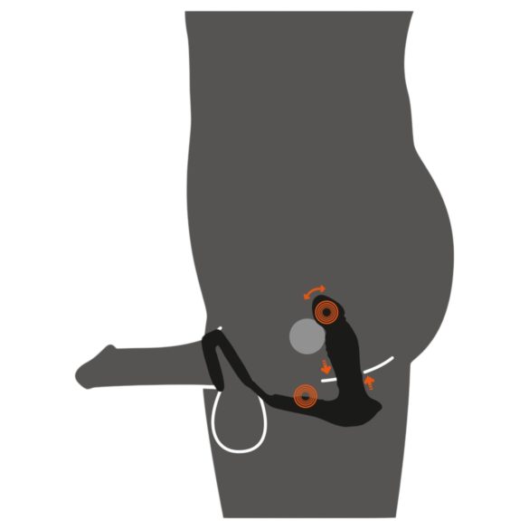 Rebel - prostatas vibrators ar stūmēju funkciju melns