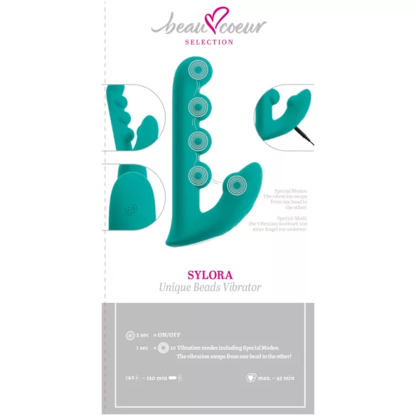 Beau Coeur Sylora - divi vienā vibrators ar pērlītēm zaļš