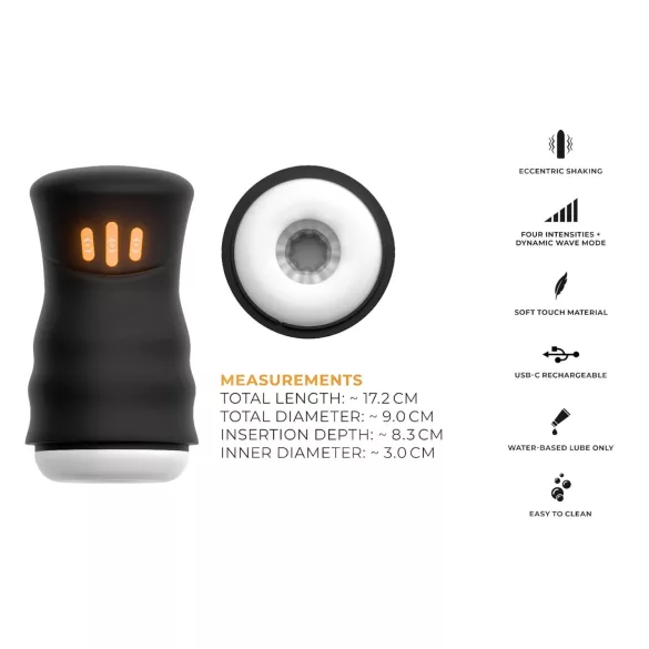 You2Toys masturbators vīriešiem ar rotējošu un vibrējošu funkciju melns