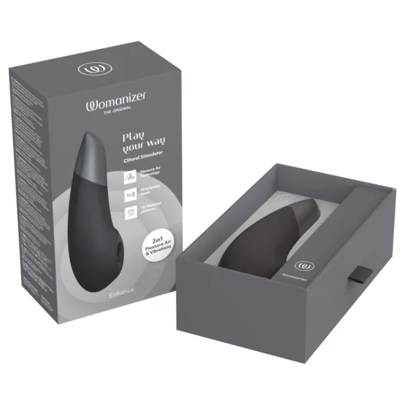 Womanizer Enhance 2in1 gaisa viļņu klitora stimulators un vibrators (melns)