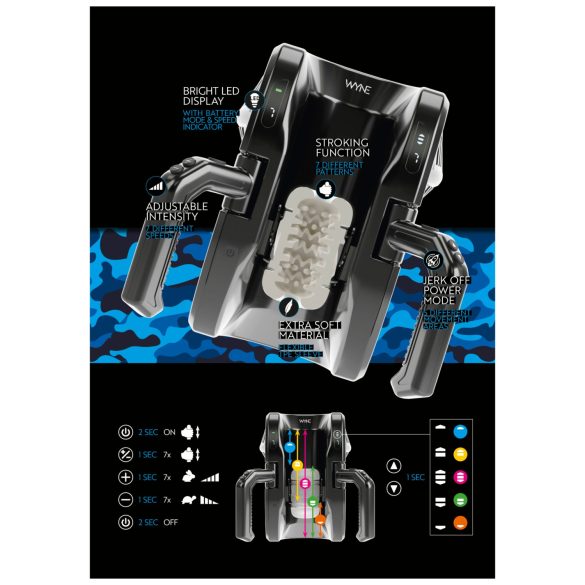 WYNE 10 - automātiska masturbators ar rokturi melns