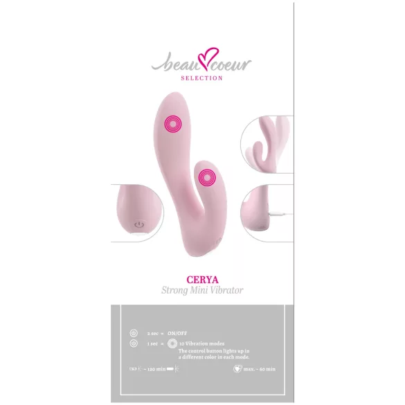 Beau Coeur Cerya - mini klitora vibrators ar rokturi gaiši rozā