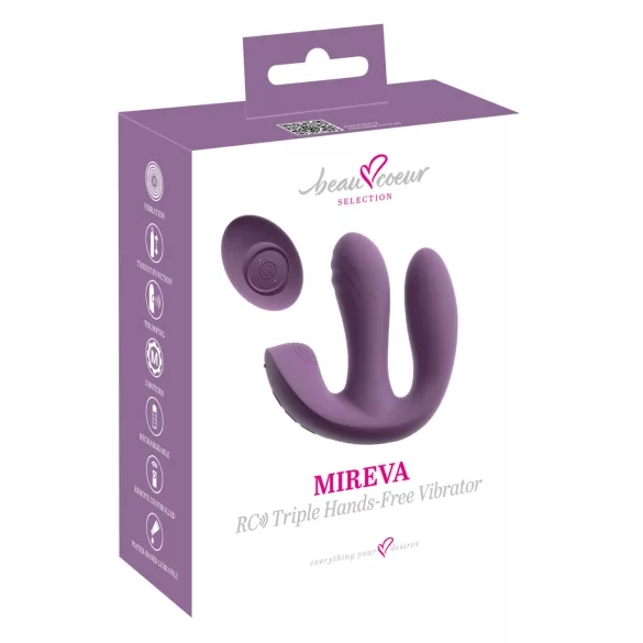 Beau Coeur Mireva - vibrators ar trīs zariem, tālvadība, violets