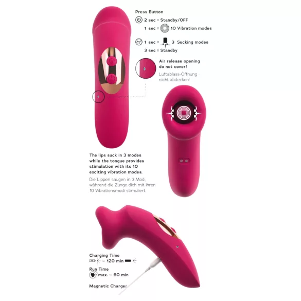 You2Toys Oral Fun - sūcošs un ar mēlīti aprīkots klitora stimulators (rozā)